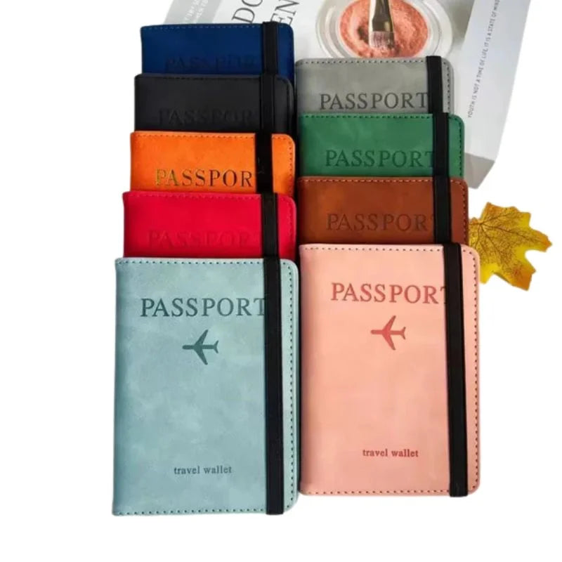 RFID Blocking Passport Wallet  | PU Leather Travel Document Holder with Card & Cash Pockets | Random Color