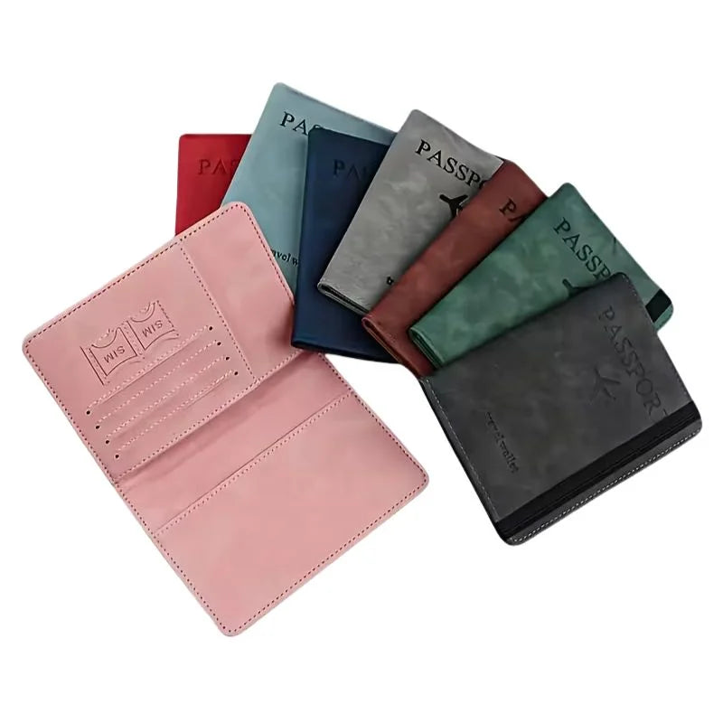 RFID Blocking Passport Wallet  | PU Leather Travel Document Holder with Card & Cash Pockets | Random Color