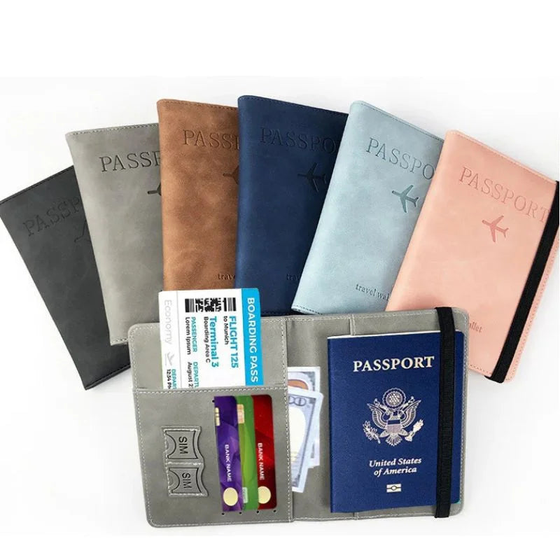 RFID Blocking Passport Wallet  | PU Leather Travel Document Holder with Card & Cash Pockets | Random Color